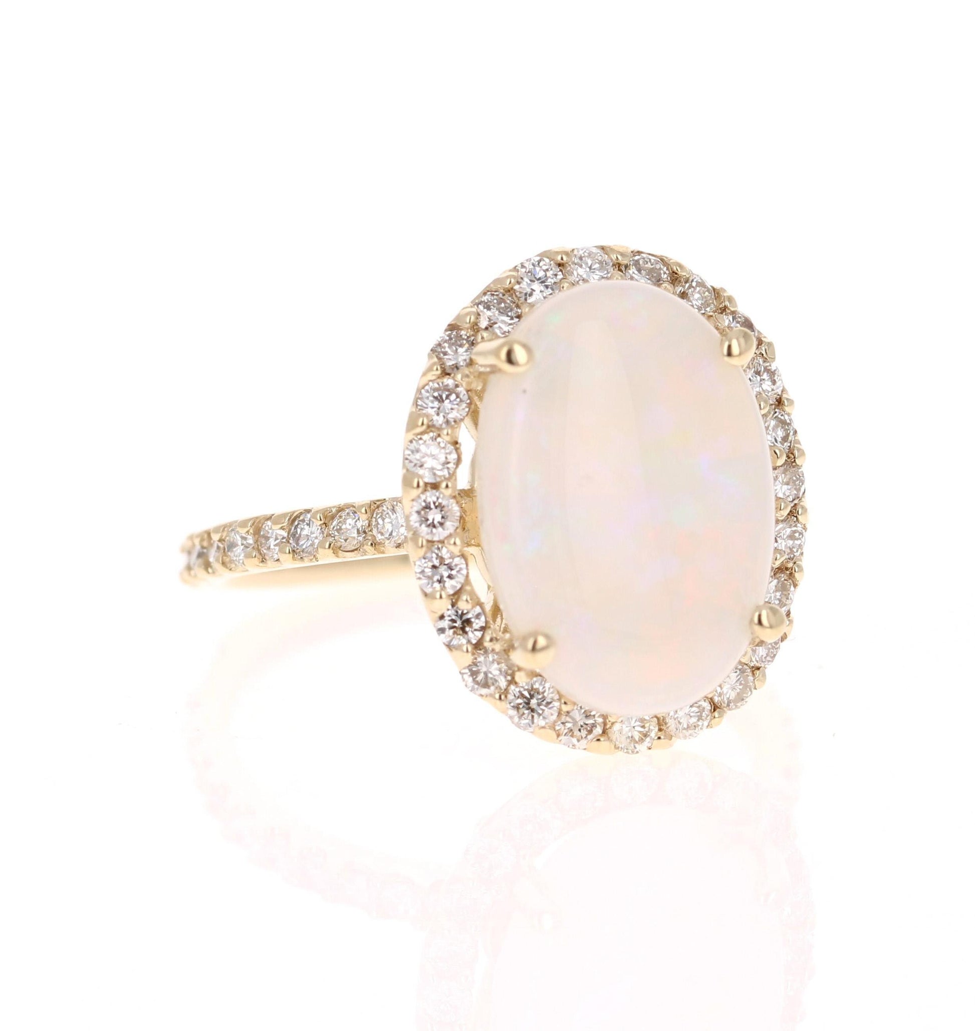 3.84 Carat Opal Diamond 14 Karat Yellow Gold Ring
