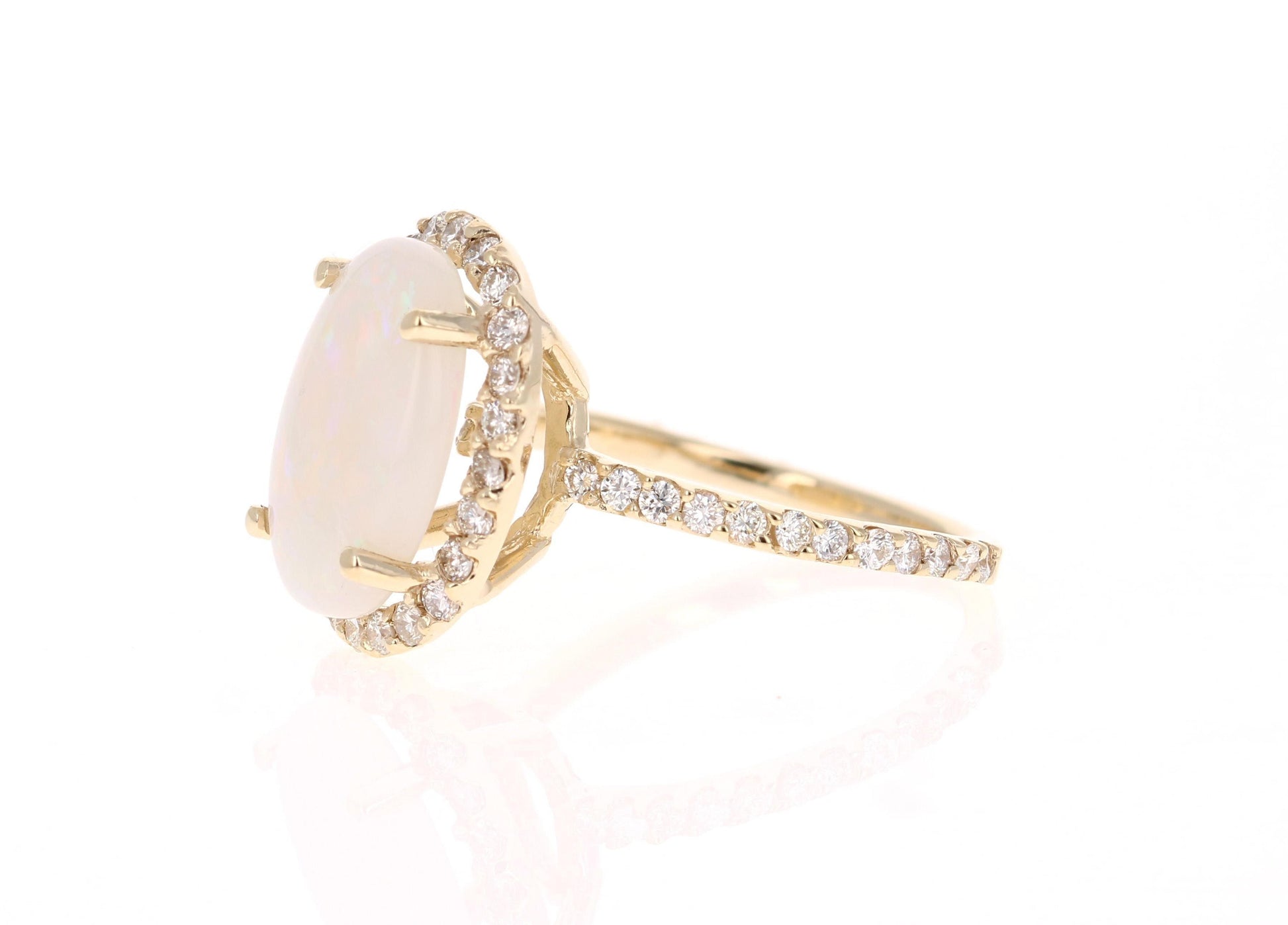 3.84 Carat Opal Diamond 14 Karat Yellow Gold Ring