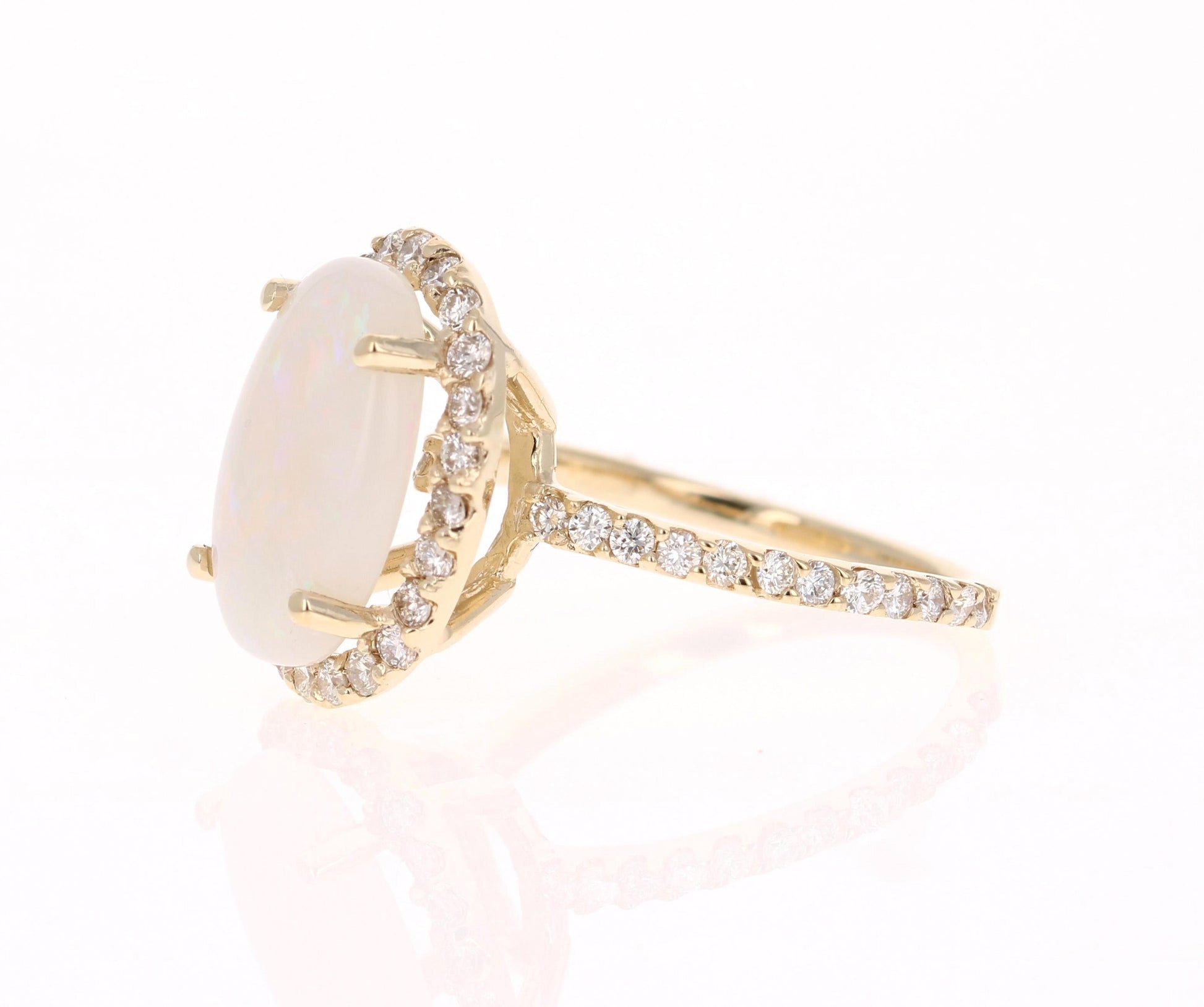 3.84 Carat Opal Diamond 14 Karat Yellow Gold Ring