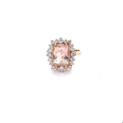 3.88 Carat Morganite Diamond 14 Karat Rose Gold Ring