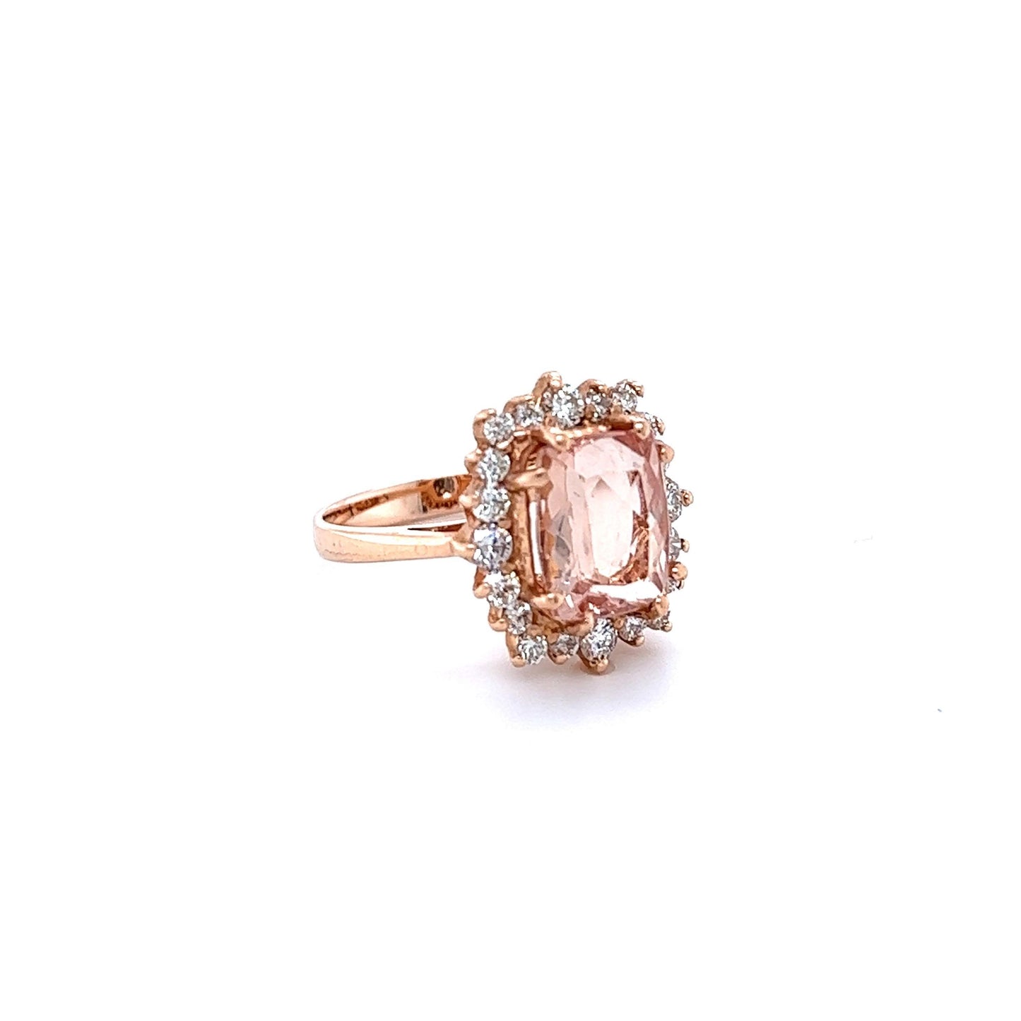 3.88 Carat Morganite Diamond 14 Karat Rose Gold Ring