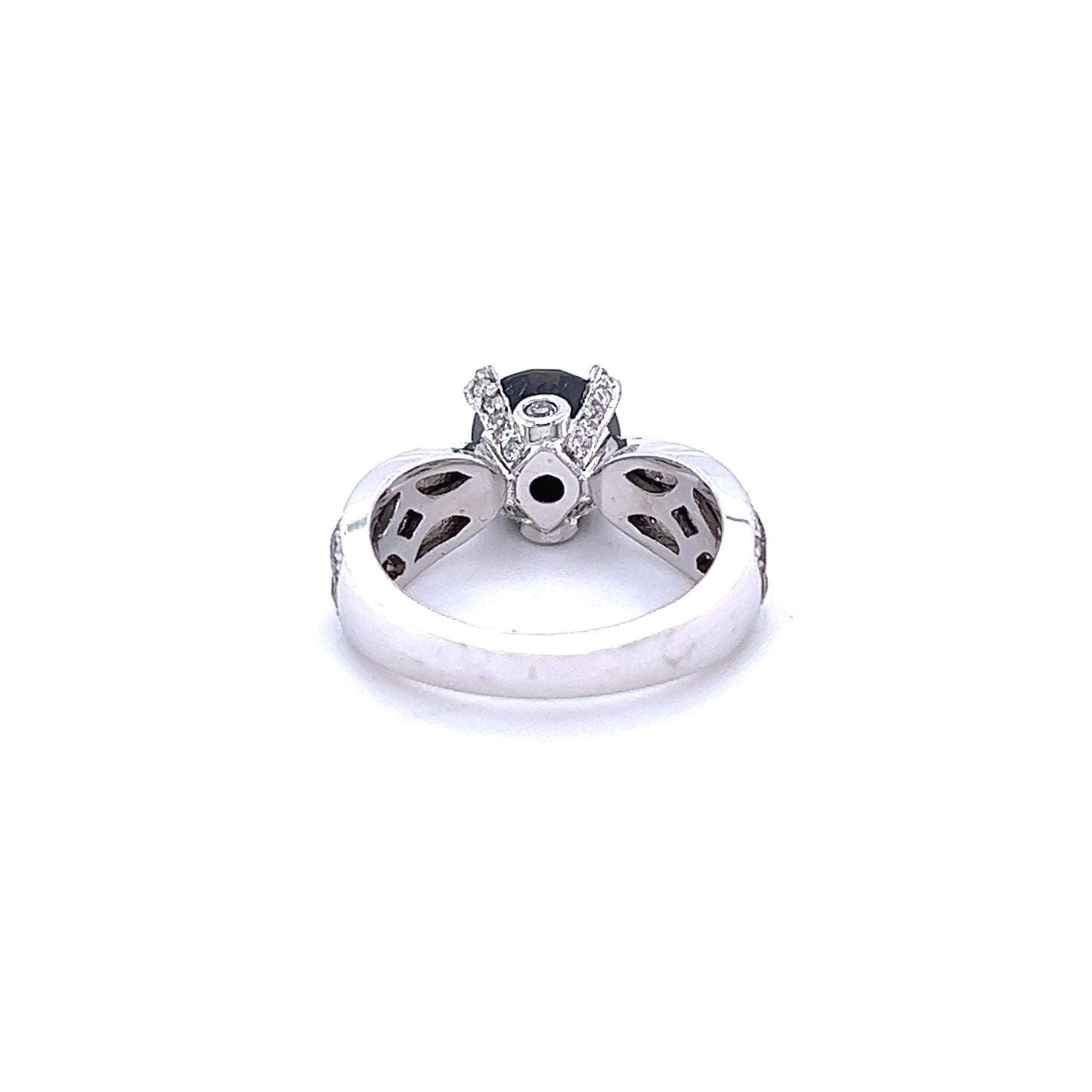 4.00 Carat Black White Diamond White Gold Engagement Ring