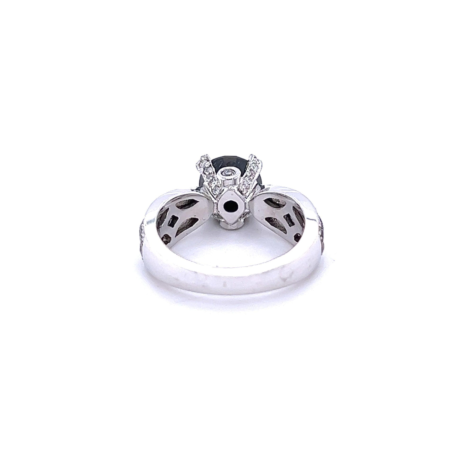 4.00 Carat Black White Diamond White Gold Engagement Ring