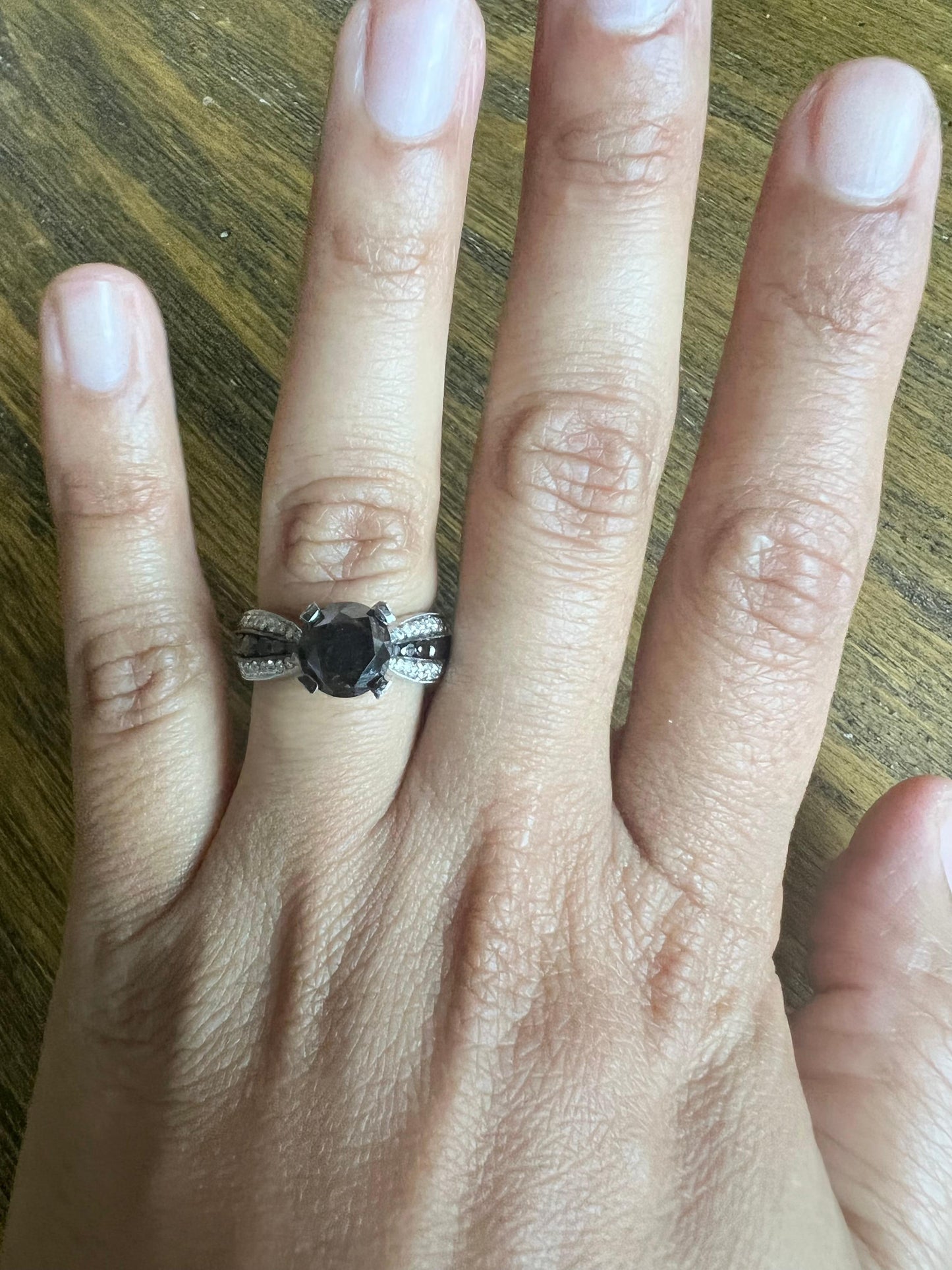 4.00 Carat Black White Diamond White Gold Engagement Ring