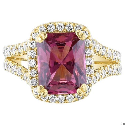 4.01 Carat Tourmaline Diamond Yellow Gold Cocktail Ring