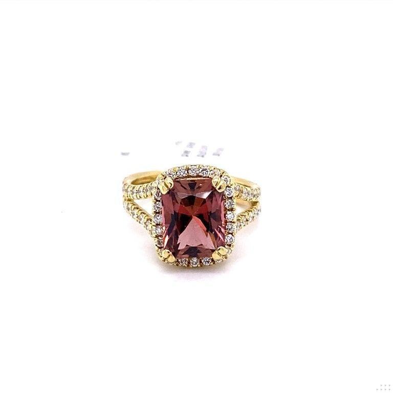 4.01 Carat Tourmaline Diamond Yellow Gold Cocktail Ring
