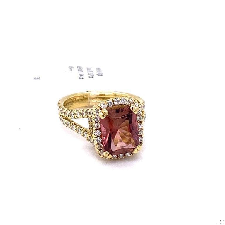 4.01 Carat Tourmaline Diamond Yellow Gold Cocktail Ring