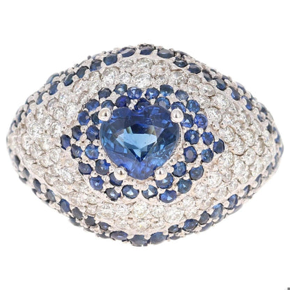 4.17 Carat Blue Sapphire Diamond 18 Karat White Gold Cocktail Ring