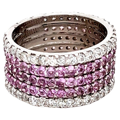 4.23 Pink Sapphire Diamond White Gold Cocktail Ring