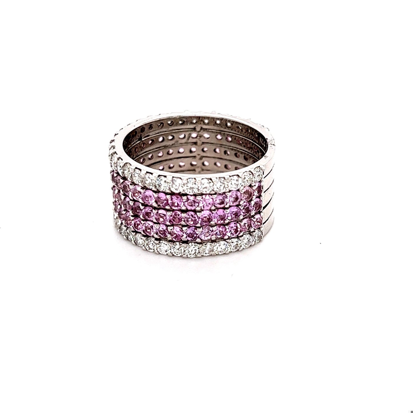 4.23 Pink Sapphire Diamond White Gold Cocktail Ring