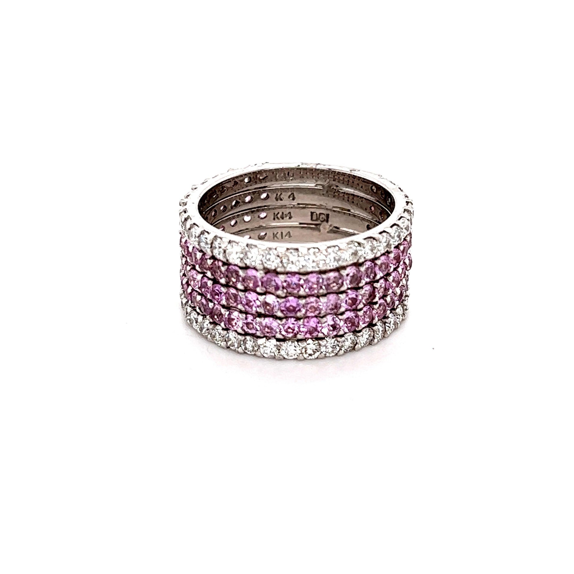 4.23 Pink Sapphire Diamond White Gold Cocktail Ring