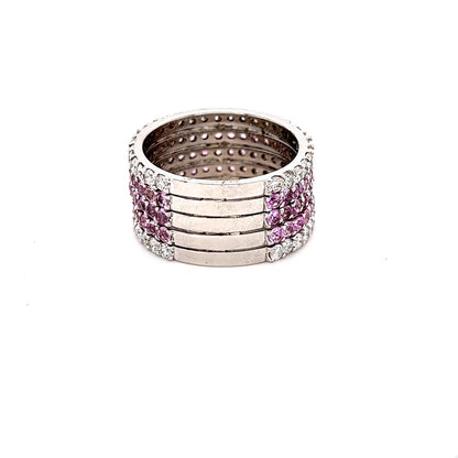 4.23 Pink Sapphire Diamond White Gold Cocktail Ring