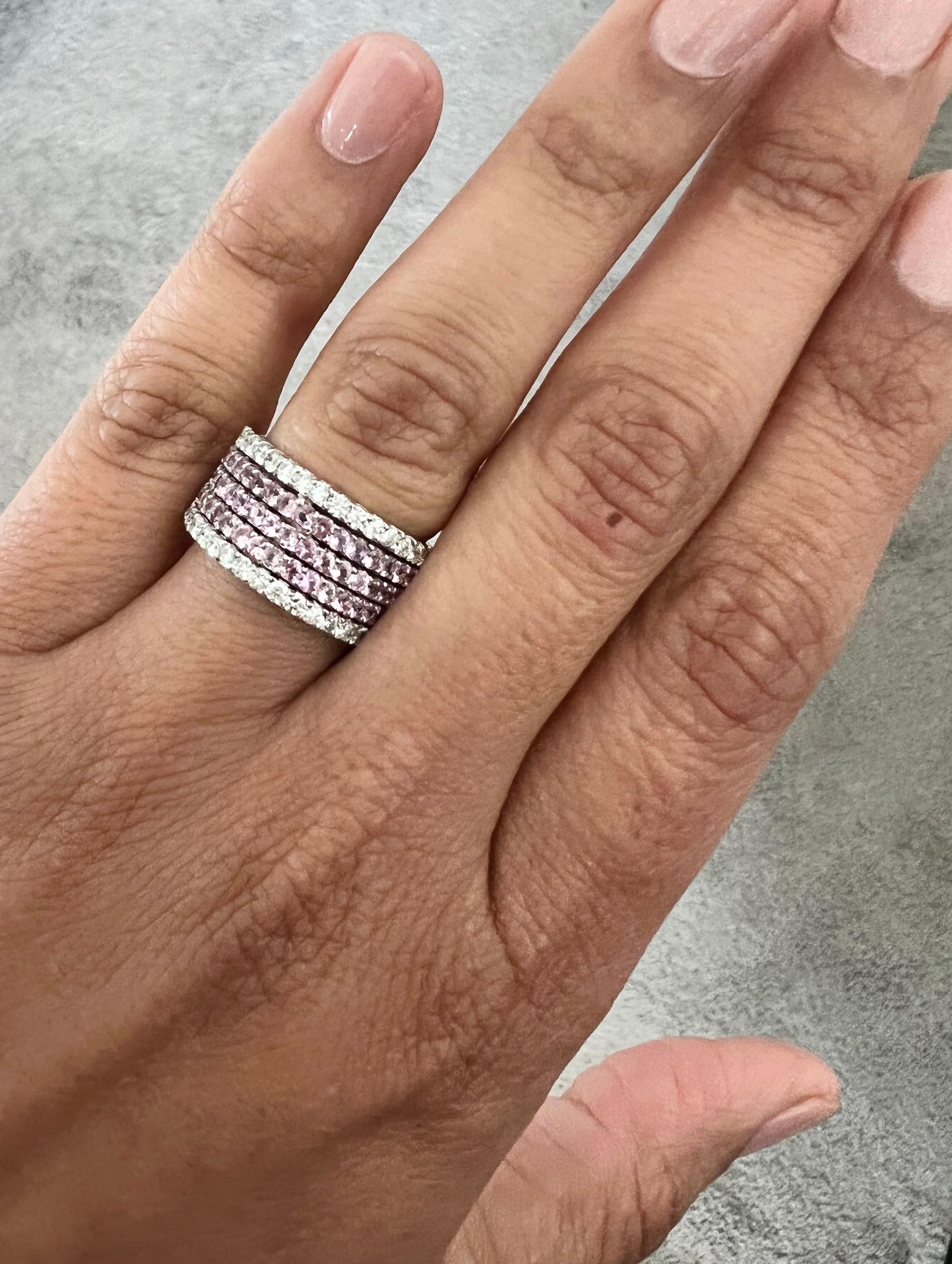 4.23 Pink Sapphire Diamond White Gold Cocktail Ring