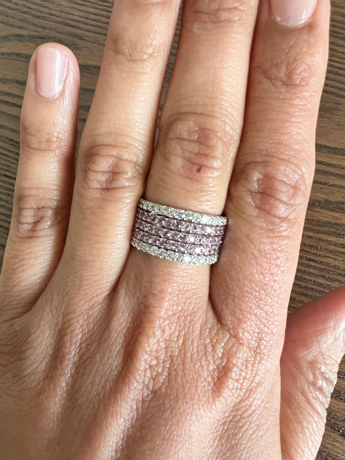 4.23 Pink Sapphire Diamond White Gold Cocktail Ring