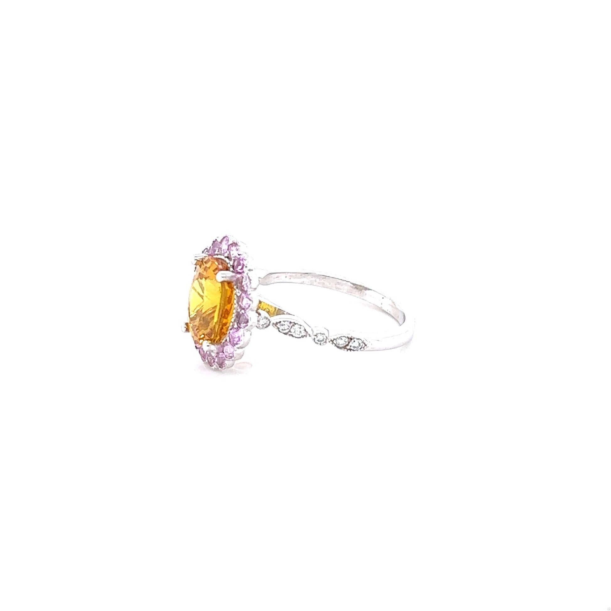 4.28 Carat Orange Sapphire Pink Sapphire Diamond 14 Karat White Gold Ring