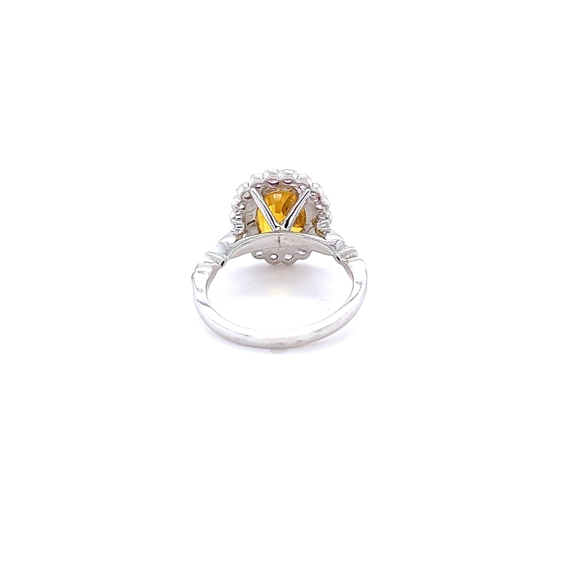 4.28 Carat Orange Sapphire Pink Sapphire Diamond 14 Karat White Gold Ring