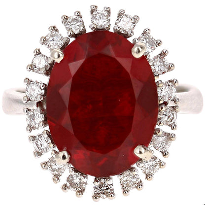 4.39 Carat Fire Opal Diamond 14 Karat White Gold Ring