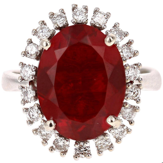 4.39 Carat Fire Opal Diamond 14 Karat White Gold Ring