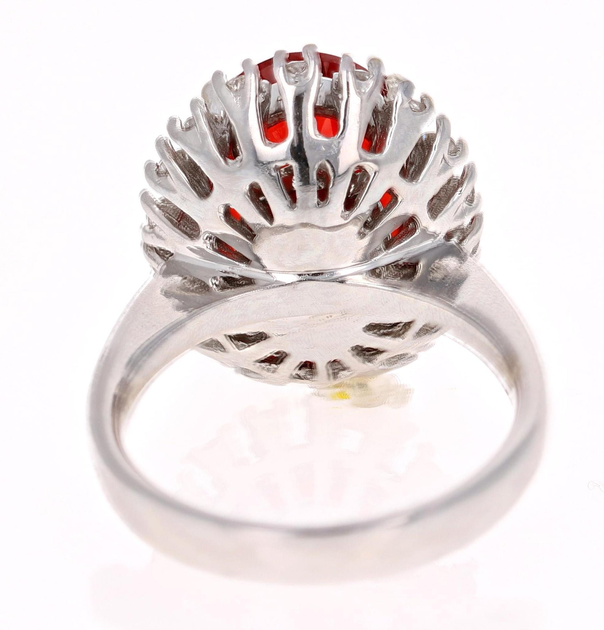 4.39 Carat Fire Opal Diamond 14 Karat White Gold Ring