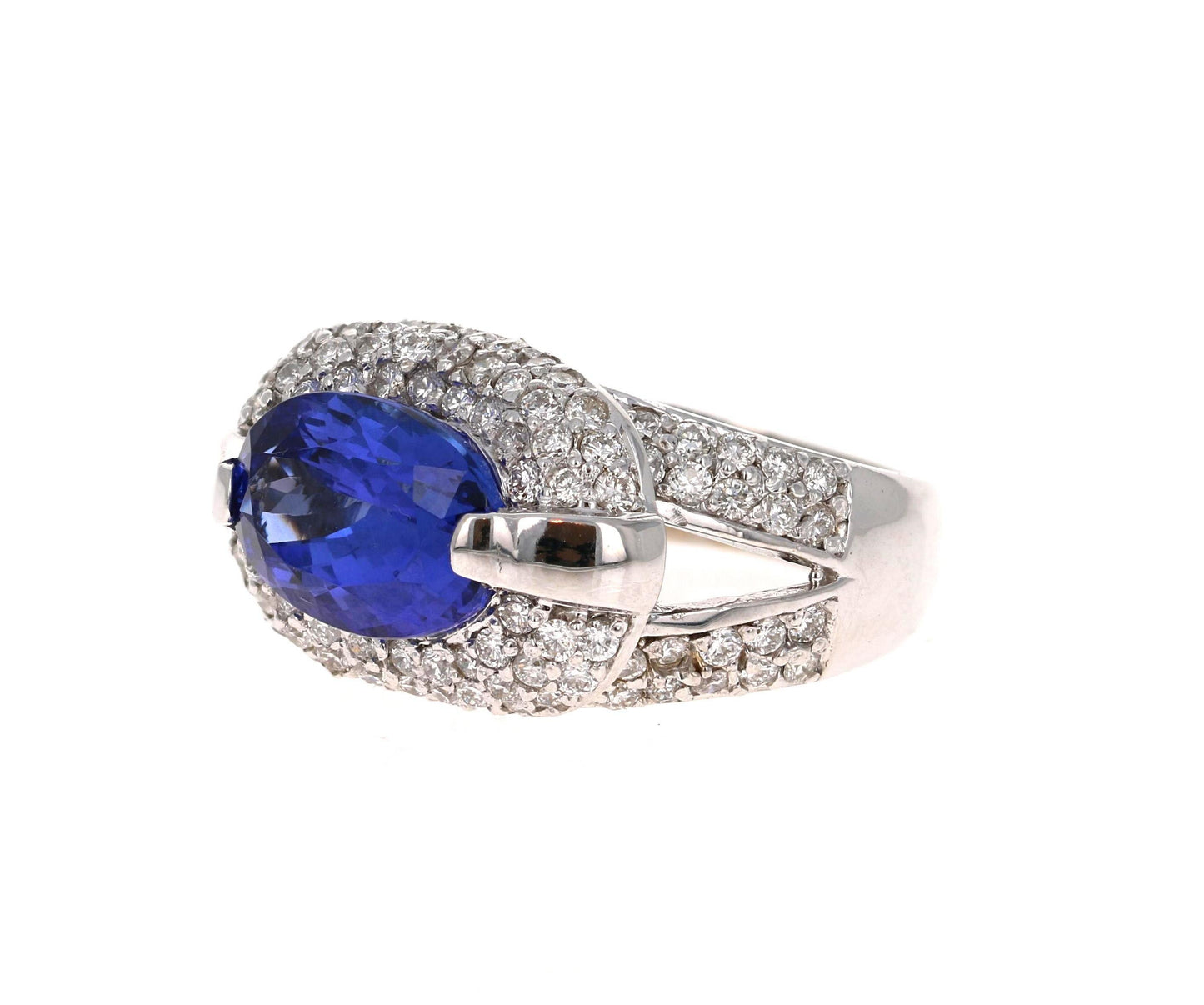 4.39 Carat Tanzanite Diamond 14 Karat White Gold Cocktail Ring