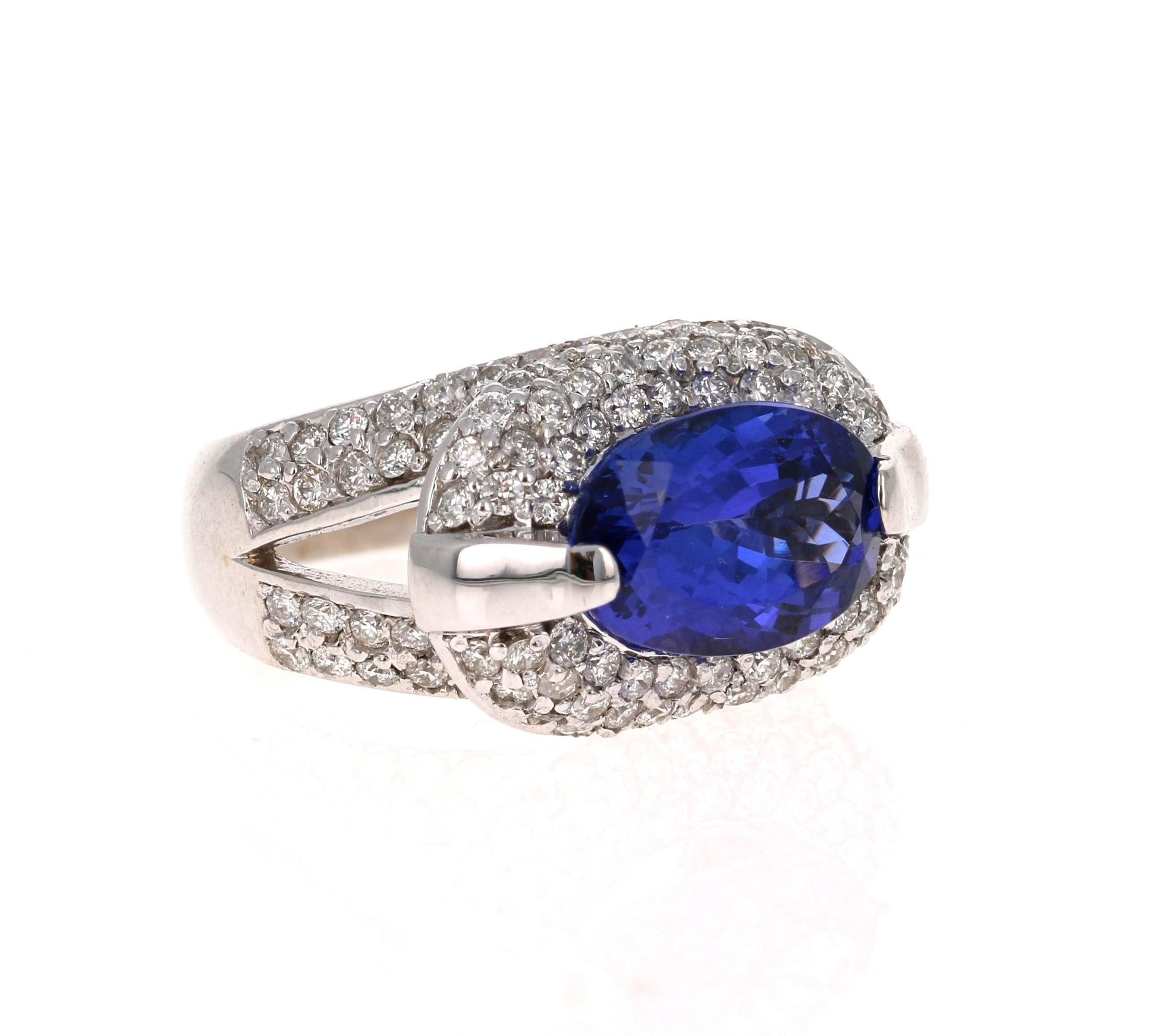 4.39 Carat Tanzanite Diamond 14 Karat White Gold Cocktail Ring