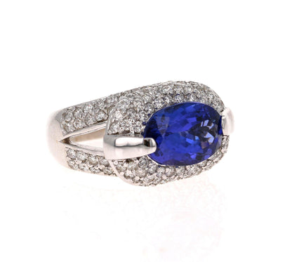 4.39 Carat Tanzanite Diamond 14 Karat White Gold Cocktail Ring