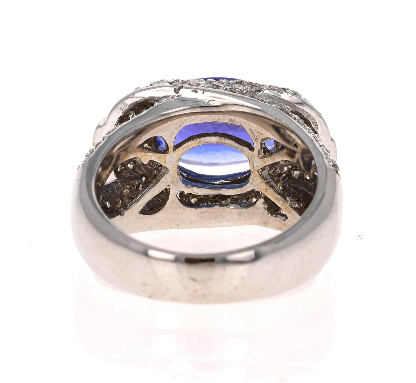4.39 Carat Tanzanite Diamond 14 Karat White Gold Cocktail Ring