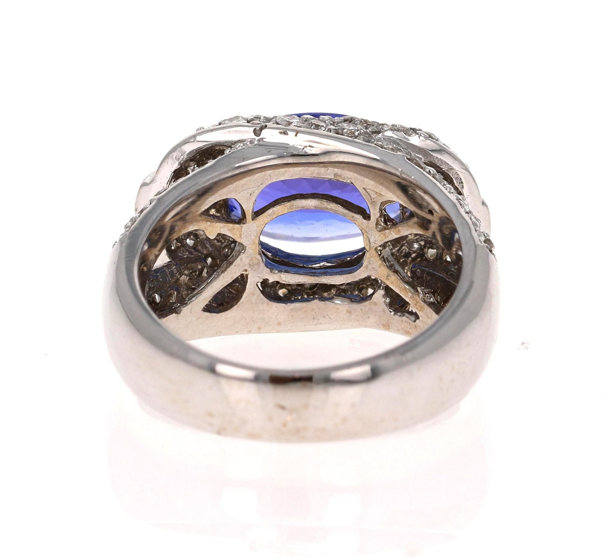 4.39 Carat Tanzanite Diamond 14 Karat White Gold Cocktail Ring