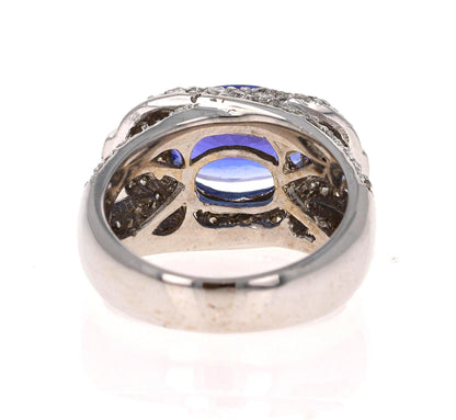 4.39 Carat Tanzanite Diamond 14 Karat White Gold Cocktail Ring