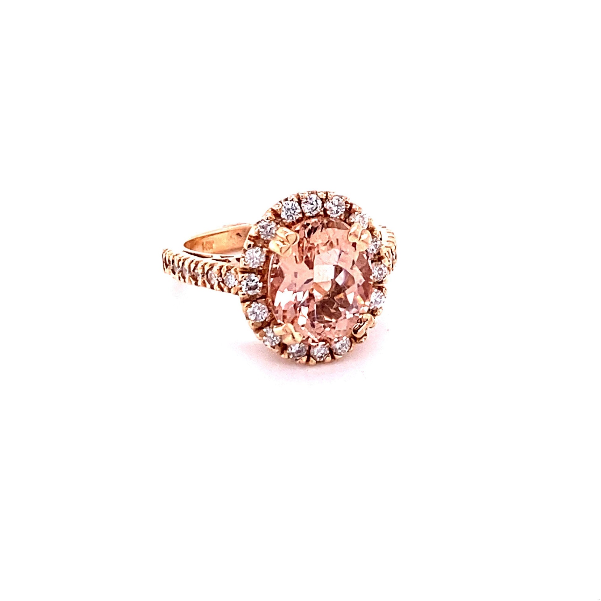 4.41 Carat Morganite Diamond 14 Karat Rose Engagement Ring