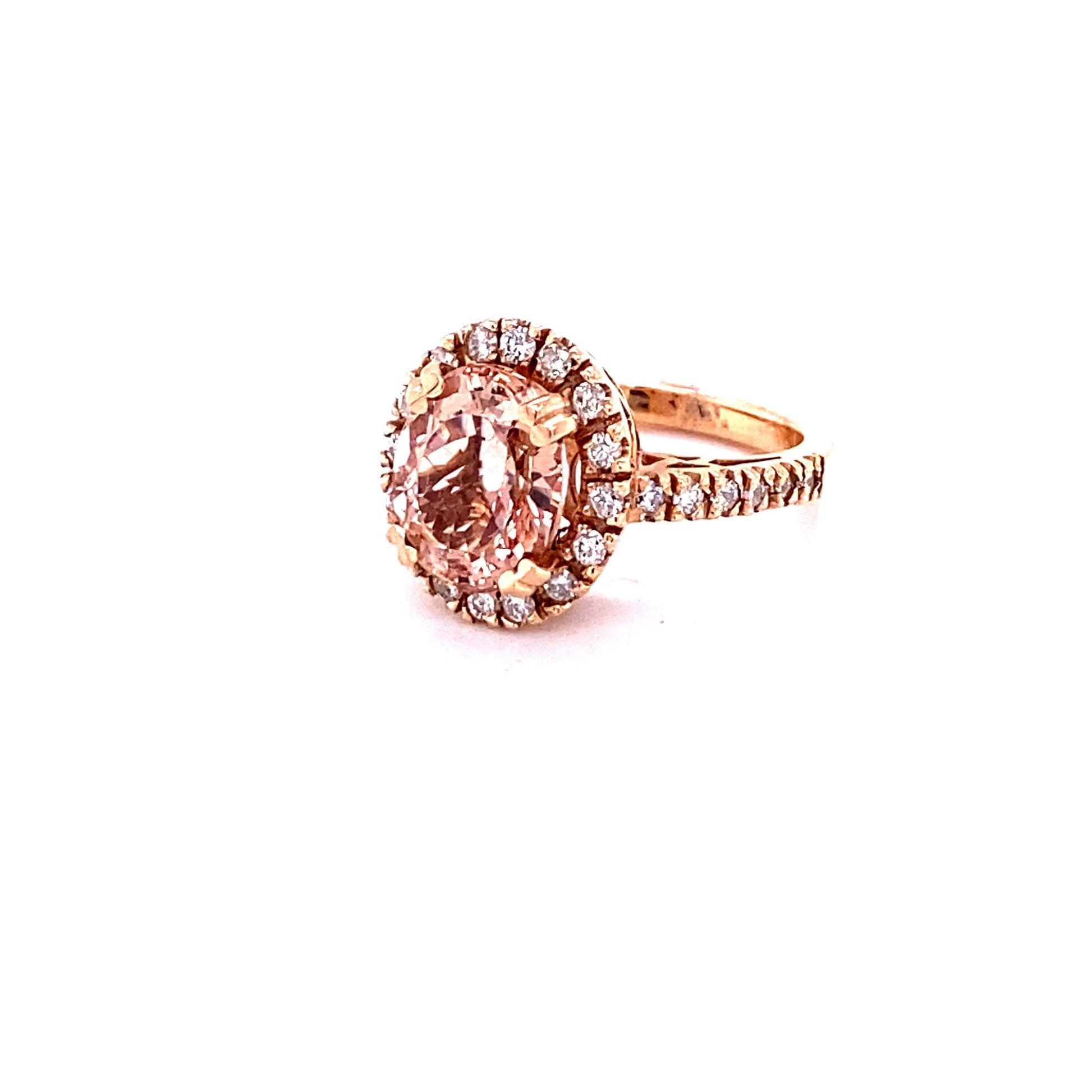 4.41 Carat Morganite Diamond 14 Karat Rose Engagement Ring