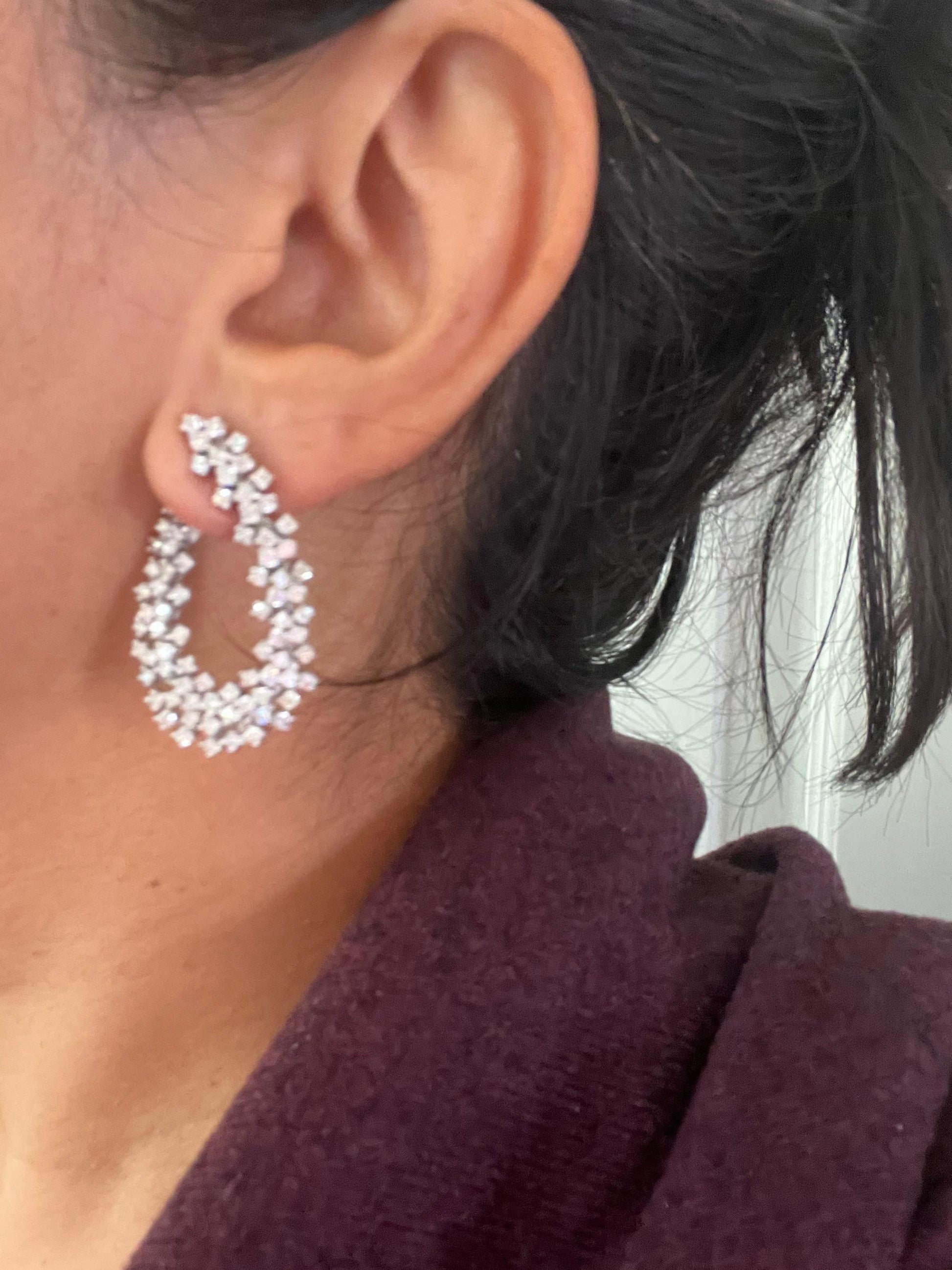 4.50 Carat Natural Diamond White Gold Cocktail Earrings