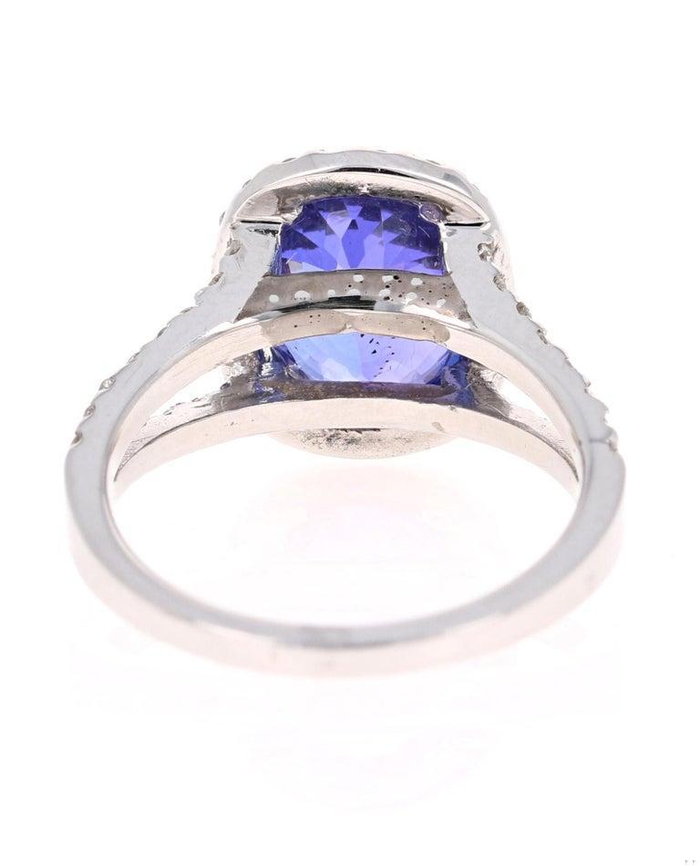 4.55 Carat Tanzanite Diamond 14 Karat White Gold Cocktail Ring