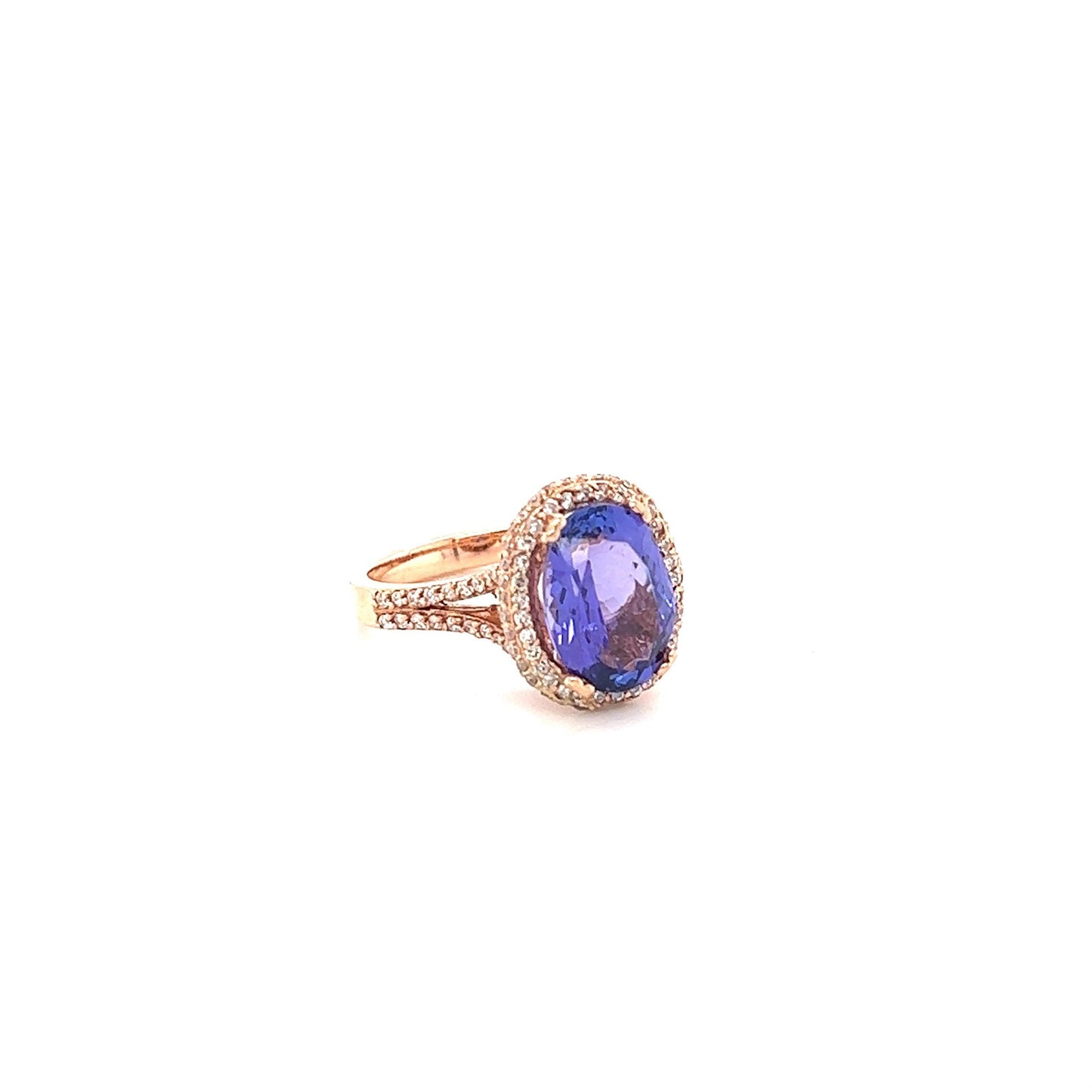 4.57 Carat Tanzanite Diamond 14 Karat Rose Gold Ring