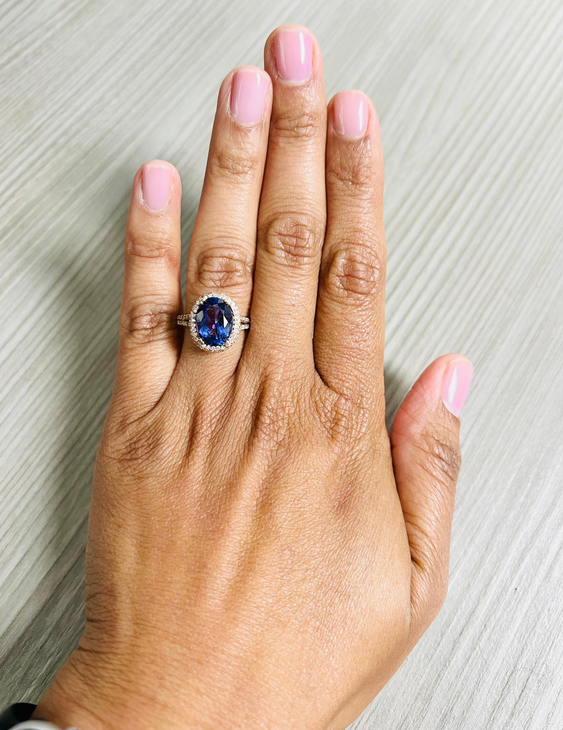 4.57 Carat Tanzanite Diamond 14 Karat Rose Gold Ring