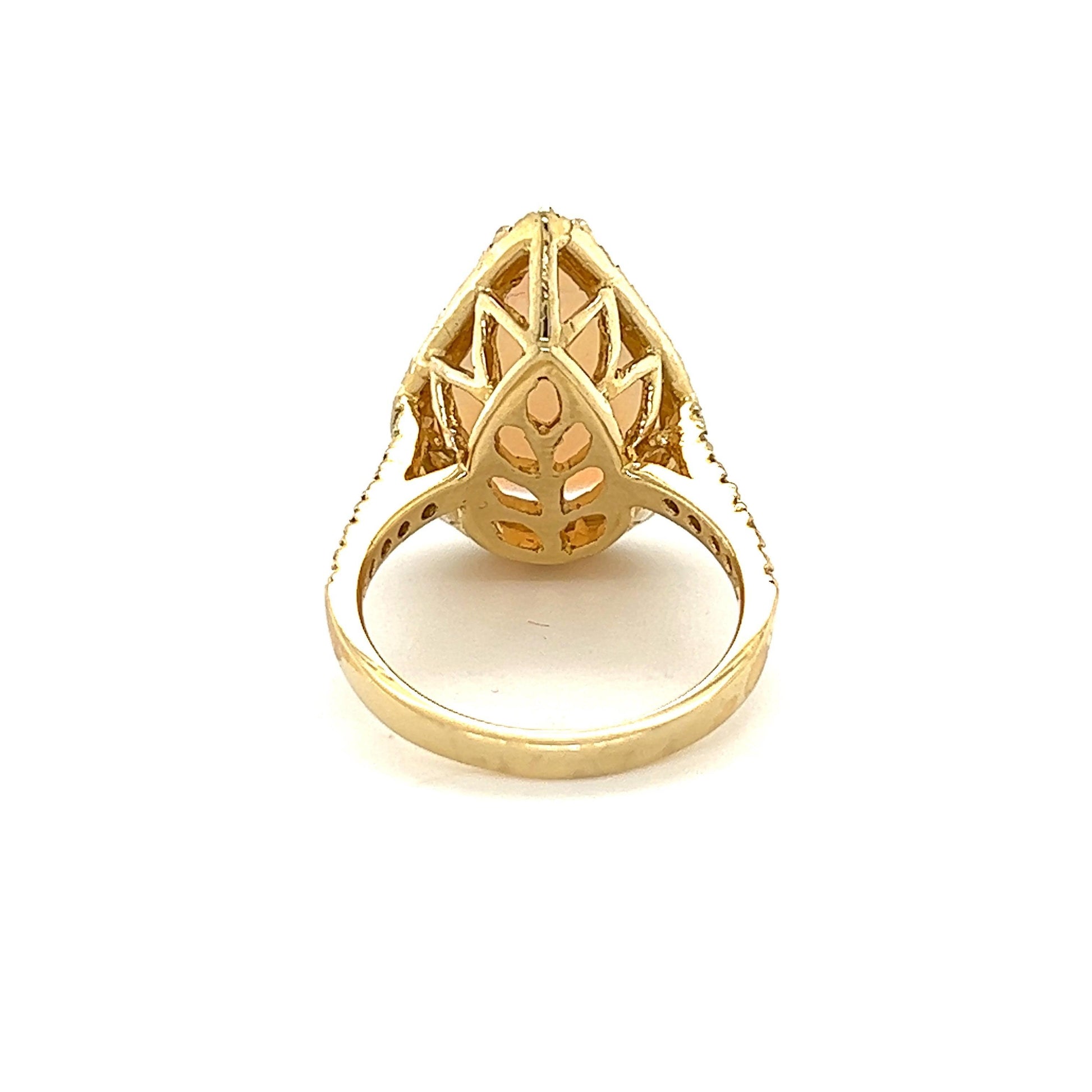 4.60 Carat Pear Cut Opal Diamond Yellow Gold Ring