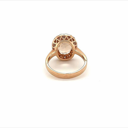 4.68 Carat Morganite Diamond 14 Karat Rose Engagement Ring