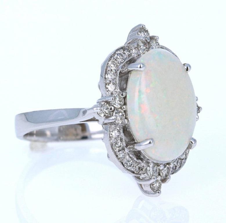 4.73 Carat Opal Diamond 14 Karat White Gold Ring