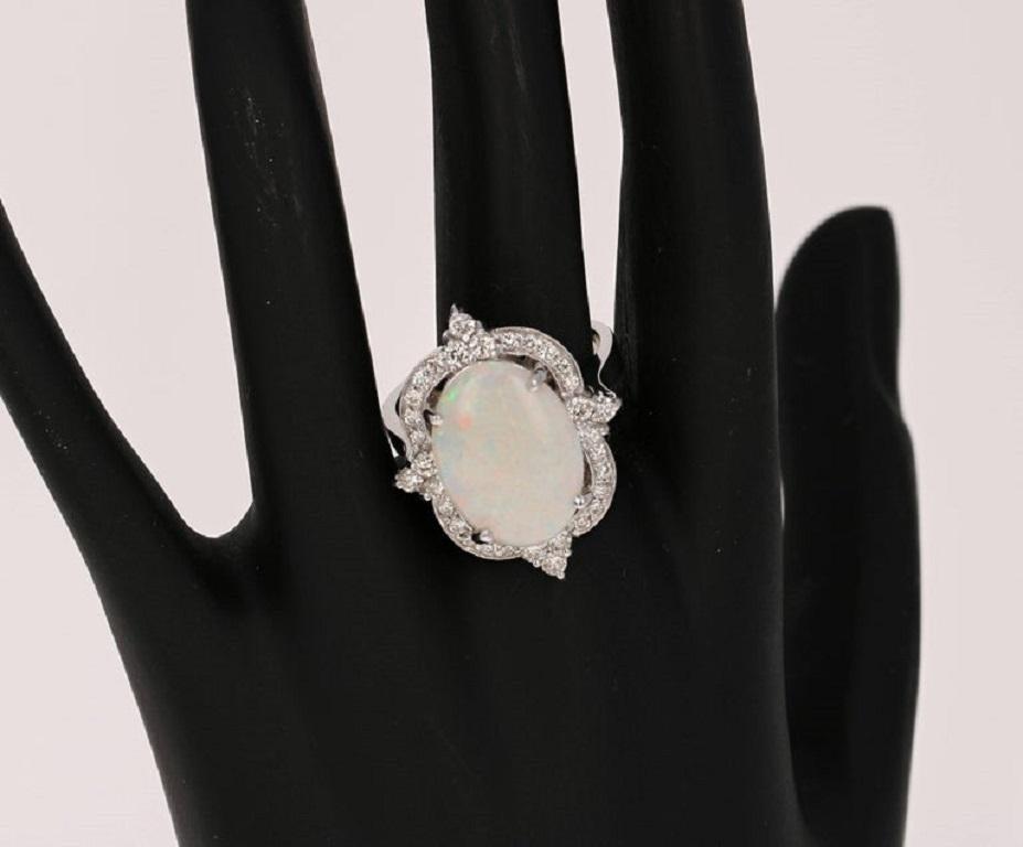 4.73 Carat Opal Diamond 14 Karat White Gold Ring