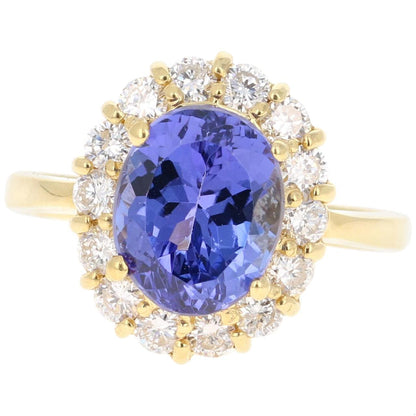 4.80 Carat Tanzanite Diamond 18 Karat Yellow Gold Cocktail Ring