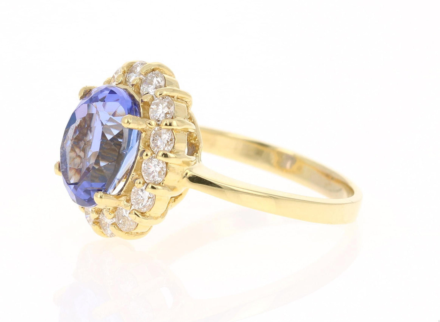 4.80 Carat Tanzanite Diamond 18 Karat Yellow Gold Cocktail Ring