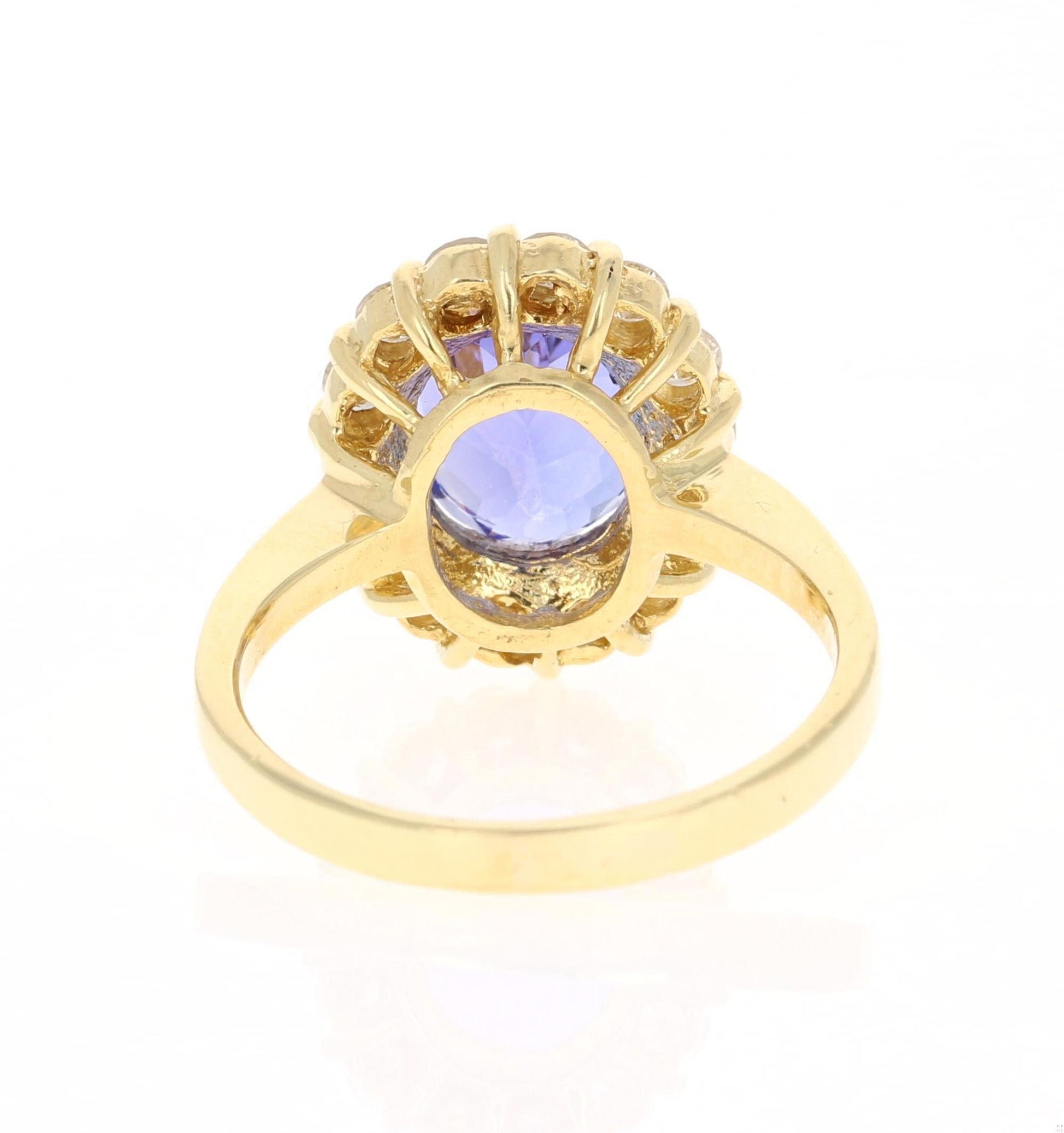 4.80 Carat Tanzanite Diamond 18 Karat Yellow Gold Cocktail Ring