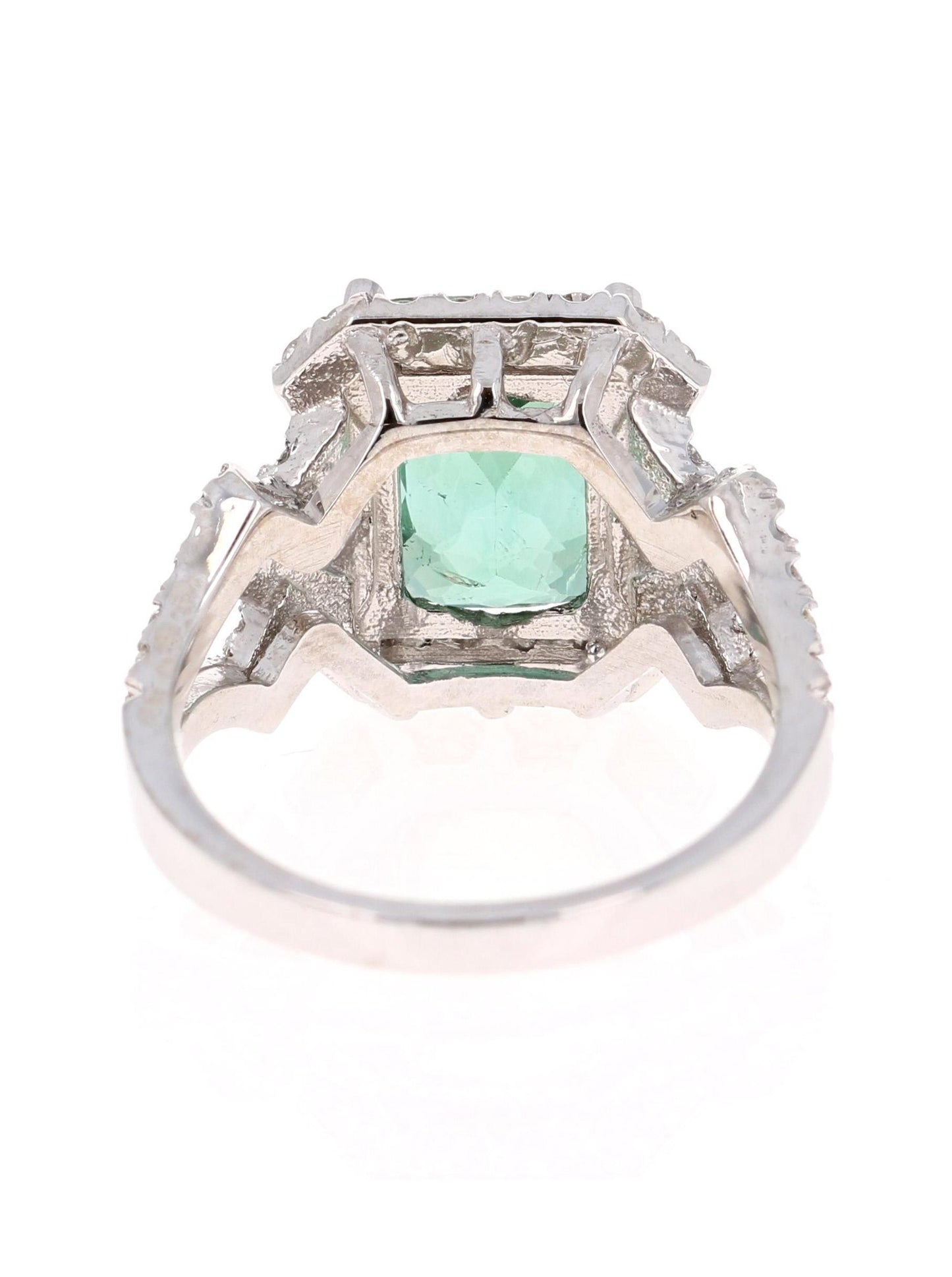 4.81 Carat Tourmaline Diamond 14 Karat White Gold Ring