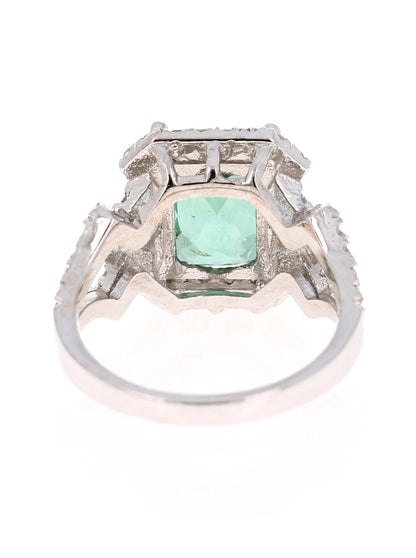 4.81 Carat Tourmaline Diamond 14 Karat White Gold Ring