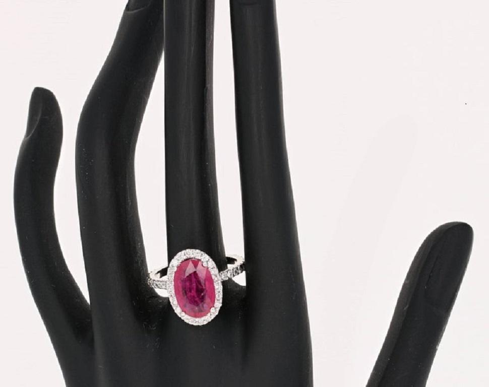 4.87 Ruby Diamond 14 Karat White Gold Engagement GIA Certified Ring