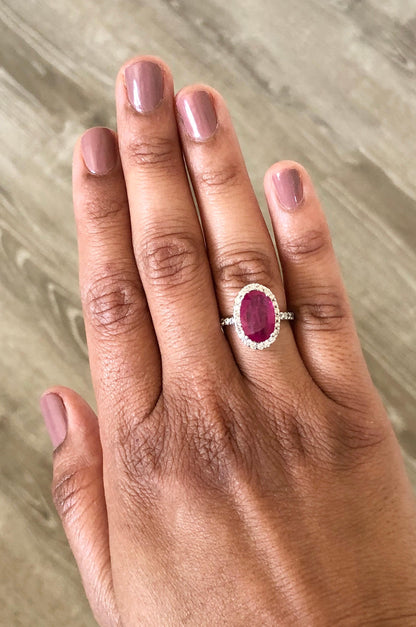 4.87 Ruby Diamond 14 Karat White Gold Engagement GIA Certified Ring