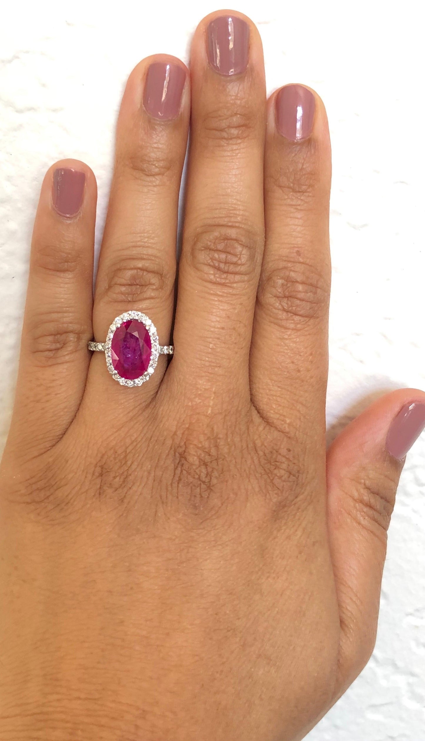4.87 Ruby Diamond 14 Karat White Gold Engagement GIA Certified Ring