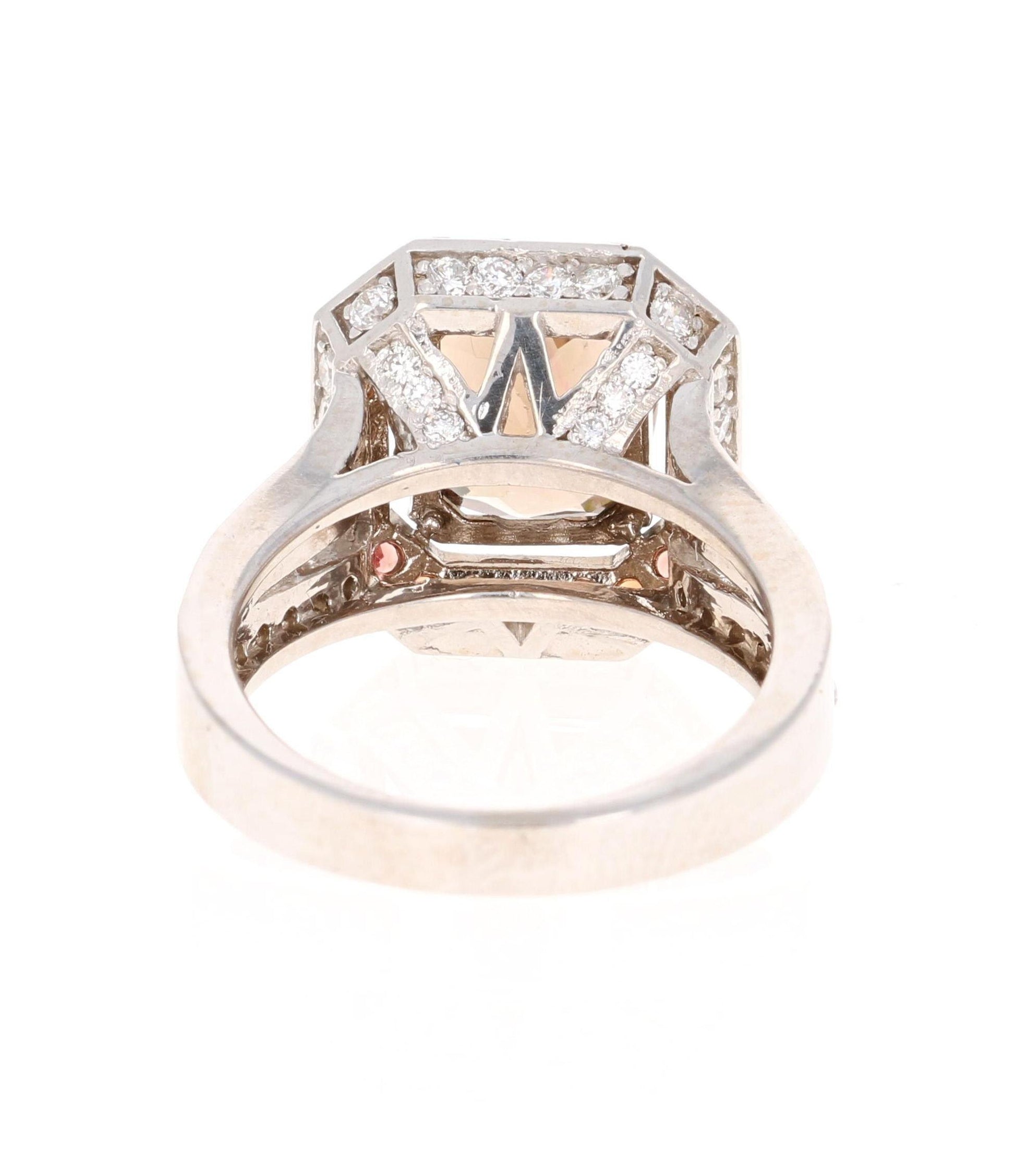 4.88 Carat Tourmaline Diamond Orange Sapphire 14 Karat White Gold Ring