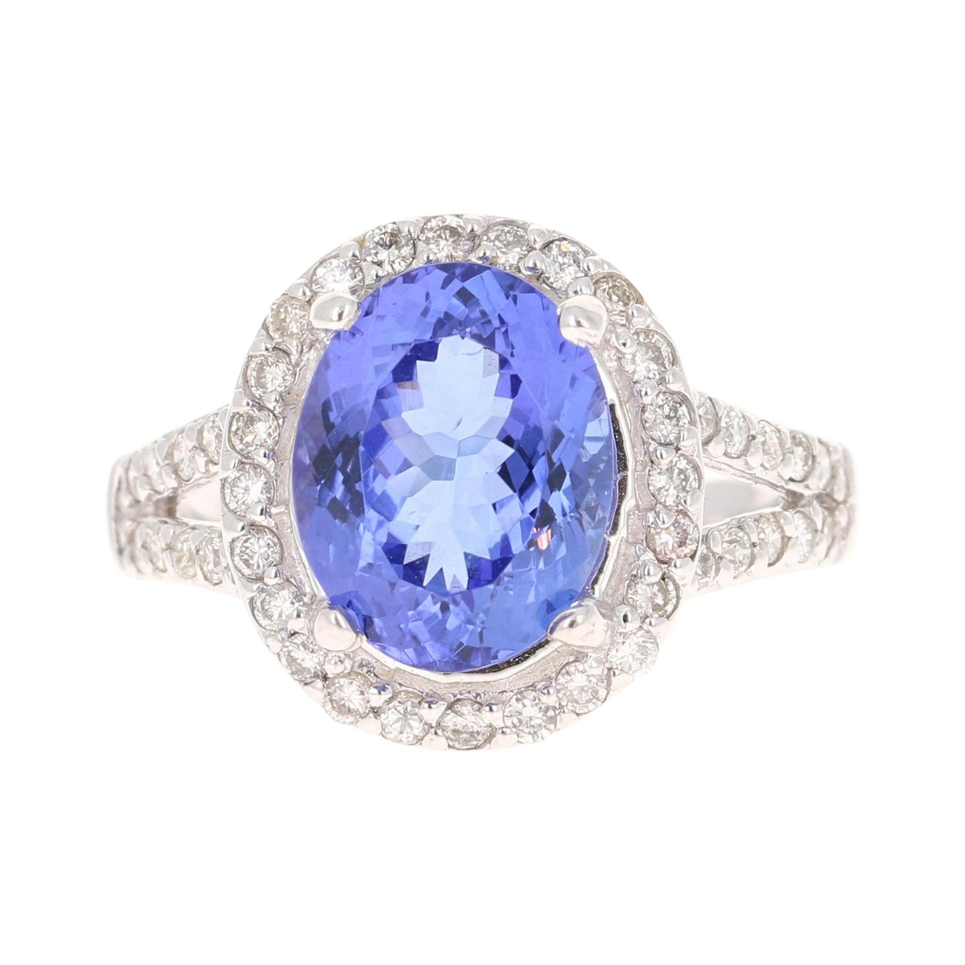 4.89 Carat Tanzanite Diamond 14 Karat White Gold Ring