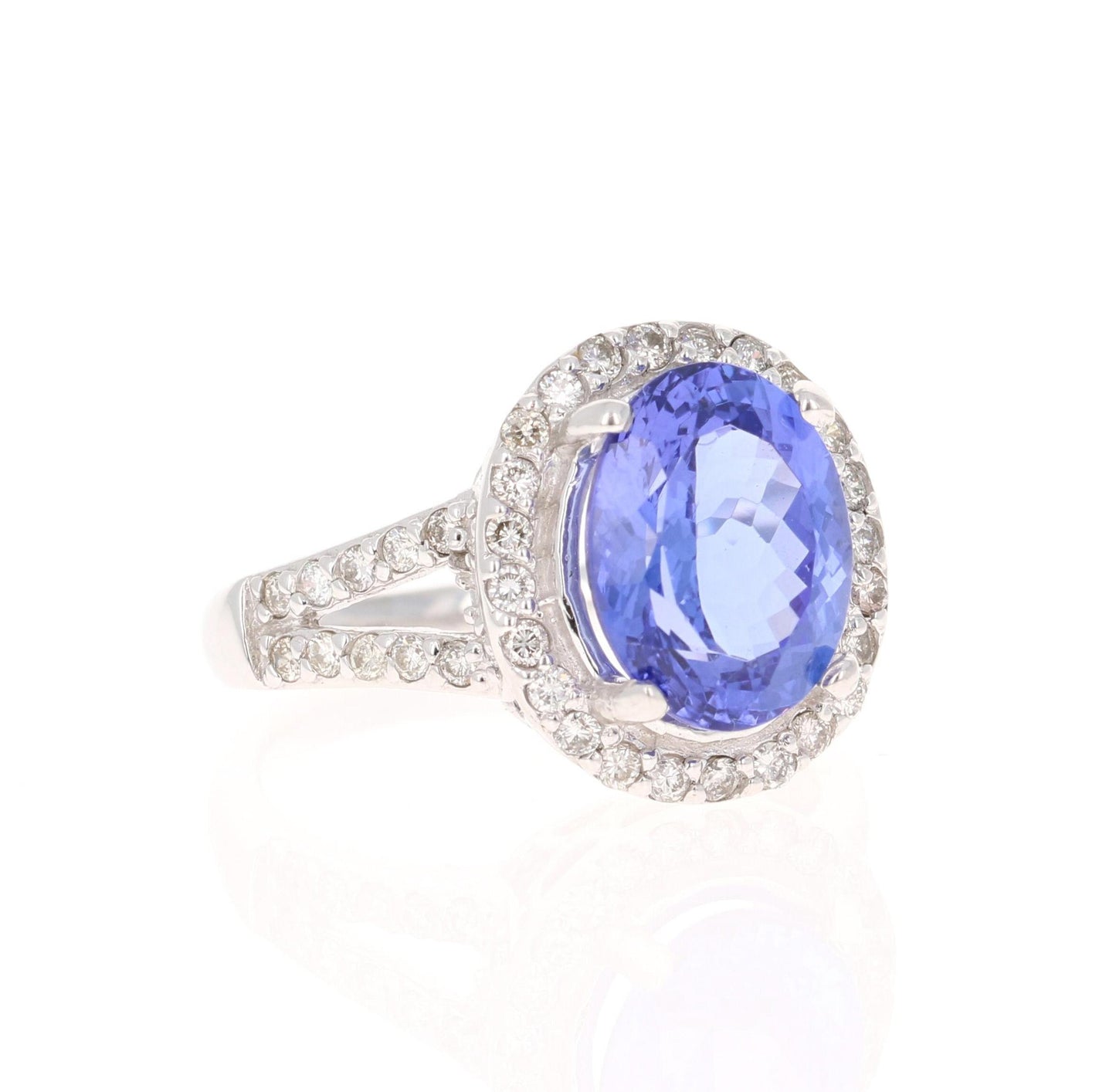 4.89 Carat Tanzanite Diamond 14 Karat White Gold Ring